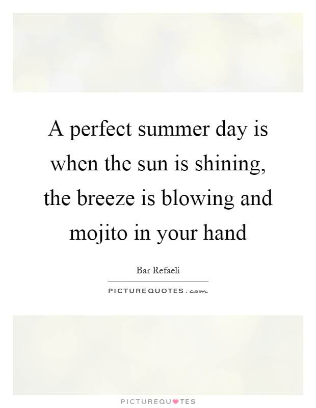 A perfect summer day is when the sun is shining, the breeze is blowing and mojito in your hand Picture Quote #1