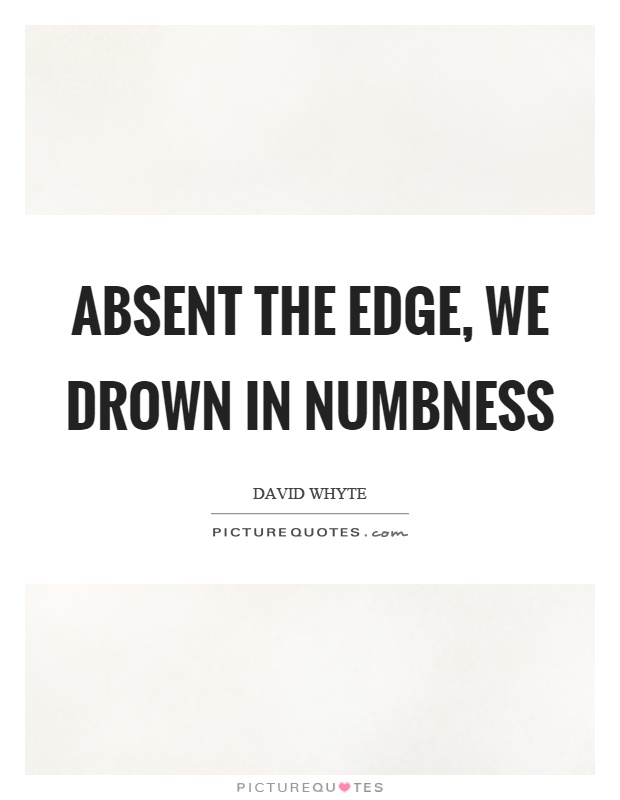 Absent the edge, we drown in numbness Picture Quote #1
