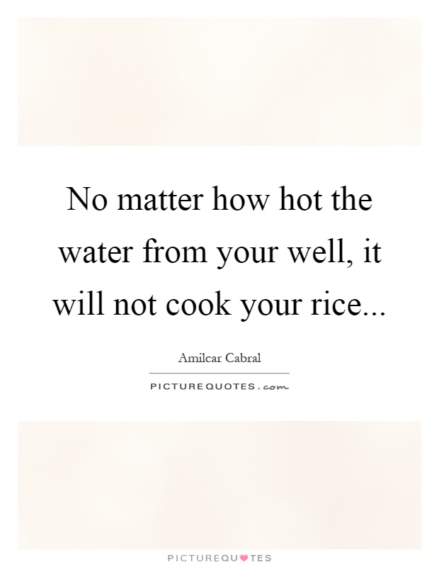 No matter how hot the water from your well, it will not cook your rice Picture Quote #1
