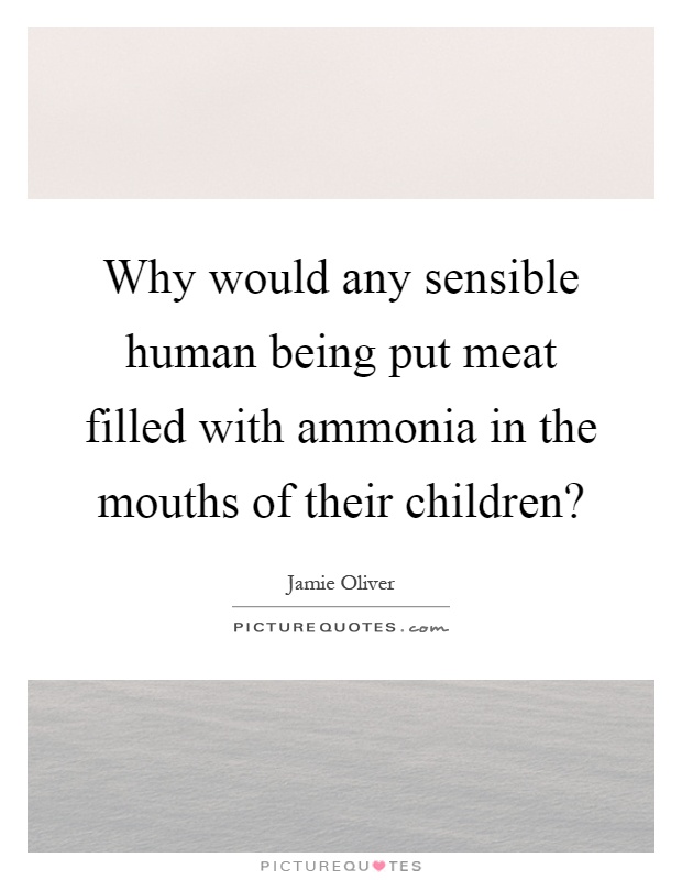 Why would any sensible human being put meat filled with ammonia in the mouths of their children? Picture Quote #1