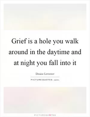 Grief is a hole you walk around in the daytime and at night you fall into it Picture Quote #1