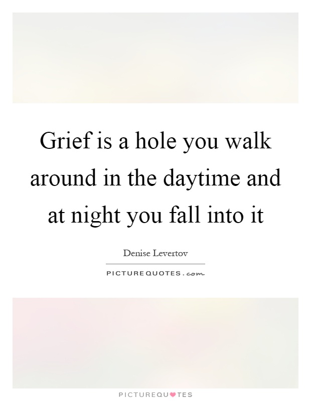 Grief is a hole you walk around in the daytime and at night you fall into it Picture Quote #1