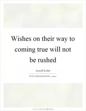 Wishes on their way to coming true will not be rushed Picture Quote #1