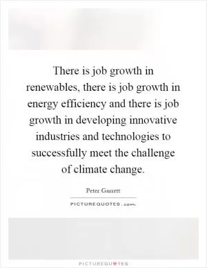There is job growth in renewables, there is job growth in energy efficiency and there is job growth in developing innovative industries and technologies to successfully meet the challenge of climate change Picture Quote #1