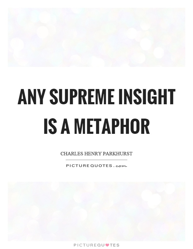 Any supreme insight is a metaphor Picture Quote #1