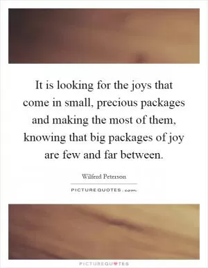 It is looking for the joys that come in small, precious packages and making the most of them, knowing that big packages of joy are few and far between Picture Quote #1