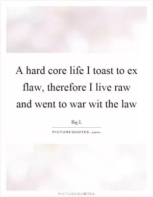 A hard core life I toast to ex flaw, therefore I live raw and went to war wit the law Picture Quote #1