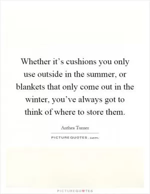 Whether it’s cushions you only use outside in the summer, or blankets that only come out in the winter, you’ve always got to think of where to store them Picture Quote #1