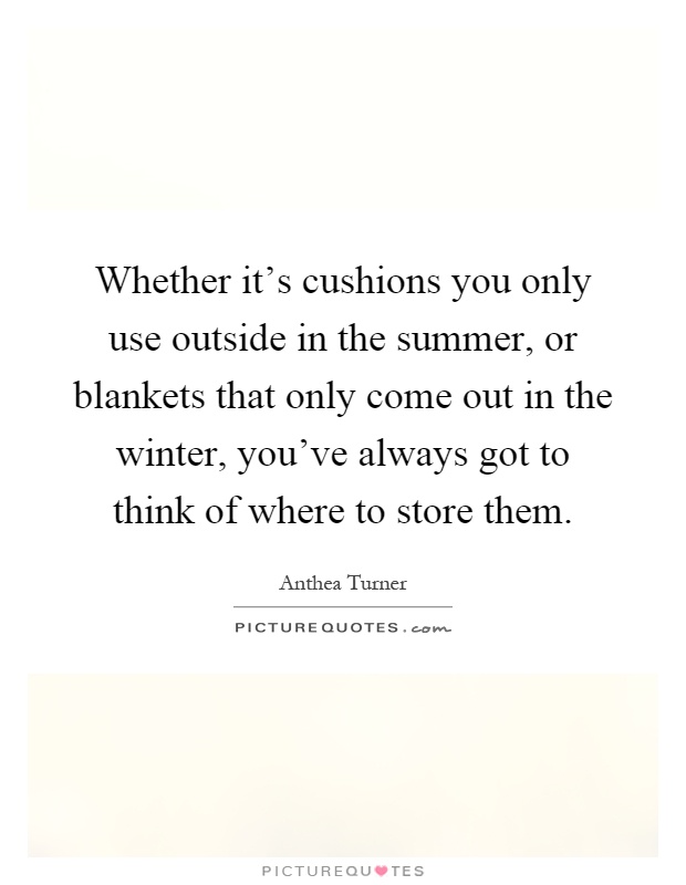 Whether it's cushions you only use outside in the summer, or blankets that only come out in the winter, you've always got to think of where to store them Picture Quote #1