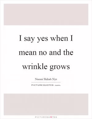 I say yes when I mean no and the wrinkle grows Picture Quote #1
