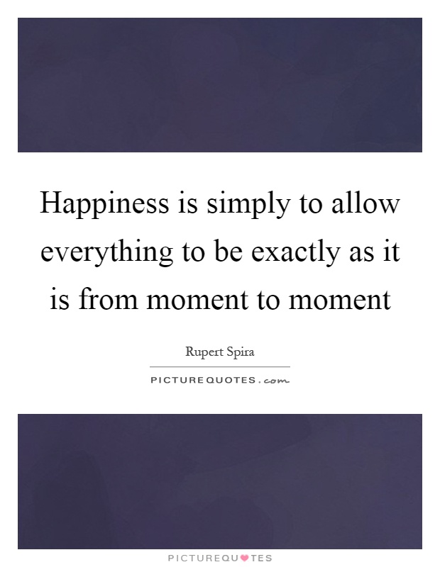 Happiness is simply to allow everything to be exactly as it is from moment to moment Picture Quote #1