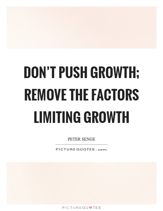 Don't push growth; remove the factors limiting growth Picture Quote #1