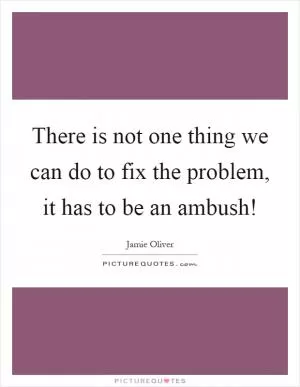 There is not one thing we can do to fix the problem, it has to be an ambush! Picture Quote #1