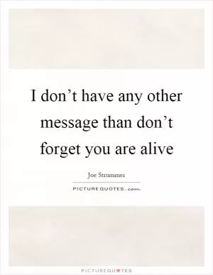 I don’t have any other message than don’t forget you are alive Picture Quote #1