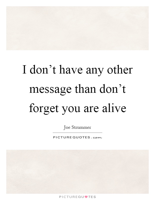I don't have any other message than don't forget you are alive Picture Quote #1