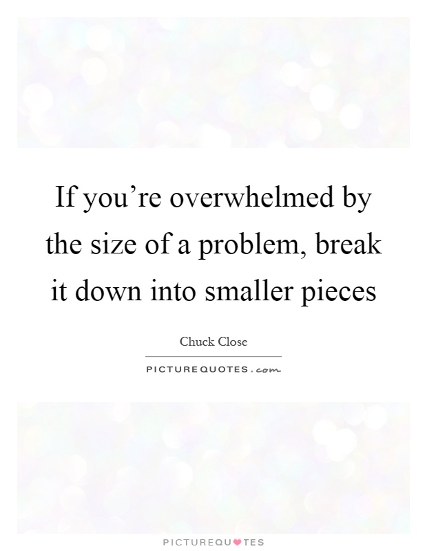 If you're overwhelmed by the size of a problem, break it down into smaller pieces Picture Quote #1