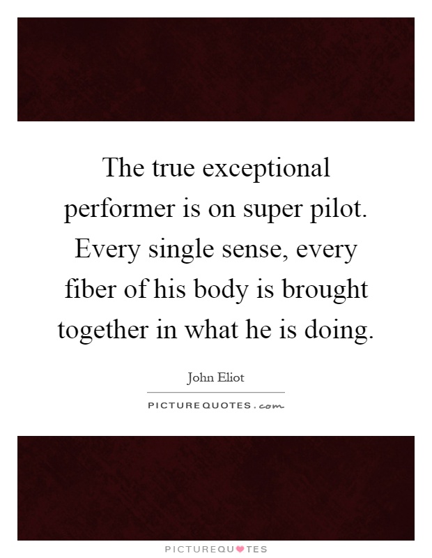 The true exceptional performer is on super pilot. Every single sense, every fiber of his body is brought together in what he is doing Picture Quote #1