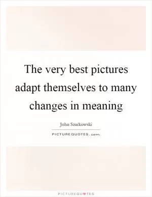 The very best pictures adapt themselves to many changes in meaning Picture Quote #1
