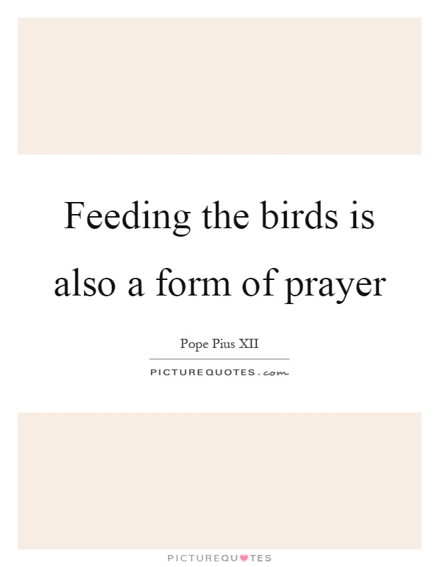 Feeding the birds is also a form of prayer Picture Quote #1