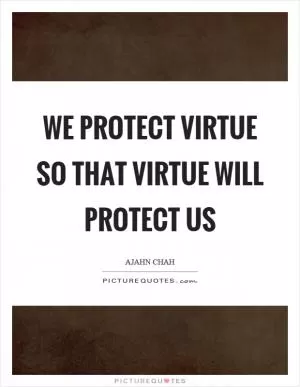 We protect virtue so that virtue will protect us Picture Quote #1