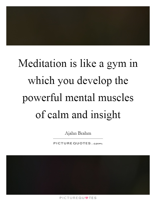 Meditation is like a gym in which you develop the powerful mental muscles of calm and insight Picture Quote #1