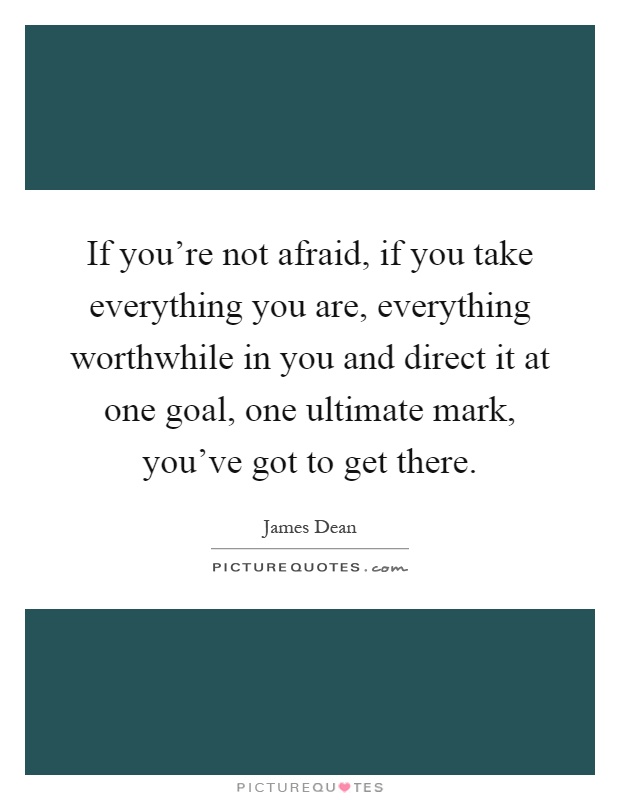 If you're not afraid, if you take everything you are, everything worthwhile in you and direct it at one goal, one ultimate mark, you've got to get there Picture Quote #1