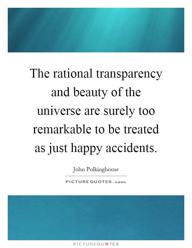 The rational transparency and beauty of the universe are surely too remarkable to be treated as just happy accidents Picture Quote #1