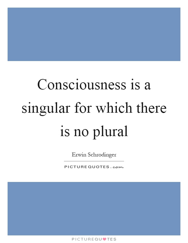 Consciousness is a singular for which there is no plural Picture Quote #1