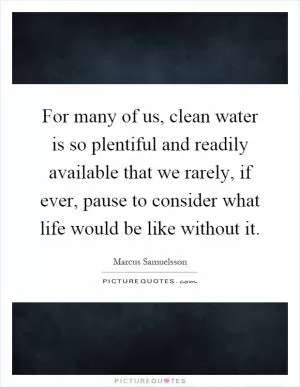For many of us, clean water is so plentiful and readily available that we rarely, if ever, pause to consider what life would be like without it Picture Quote #1