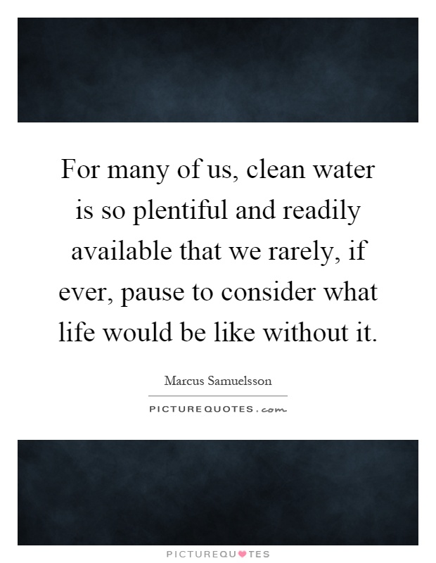 For many of us, clean water is so plentiful and readily available that we rarely, if ever, pause to consider what life would be like without it Picture Quote #1