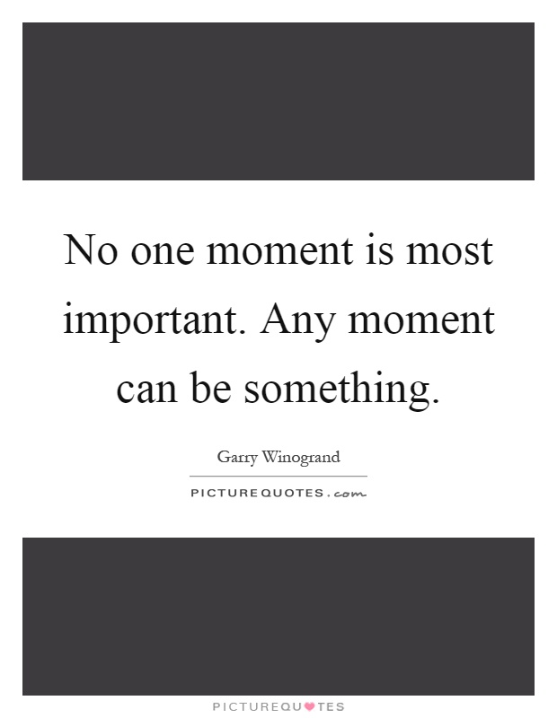 No one moment is most important. Any moment can be something Picture Quote #1