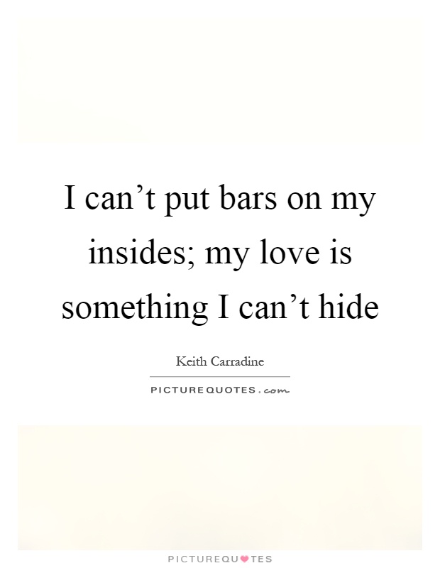 I can't put bars on my insides; my love is something I can't hide Picture Quote #1