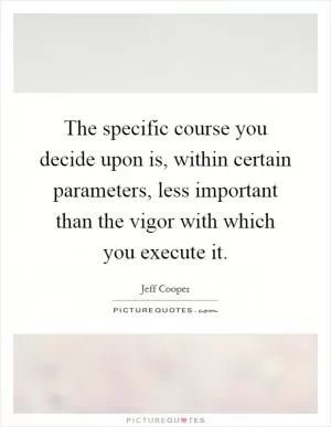 The specific course you decide upon is, within certain parameters, less important than the vigor with which you execute it Picture Quote #1