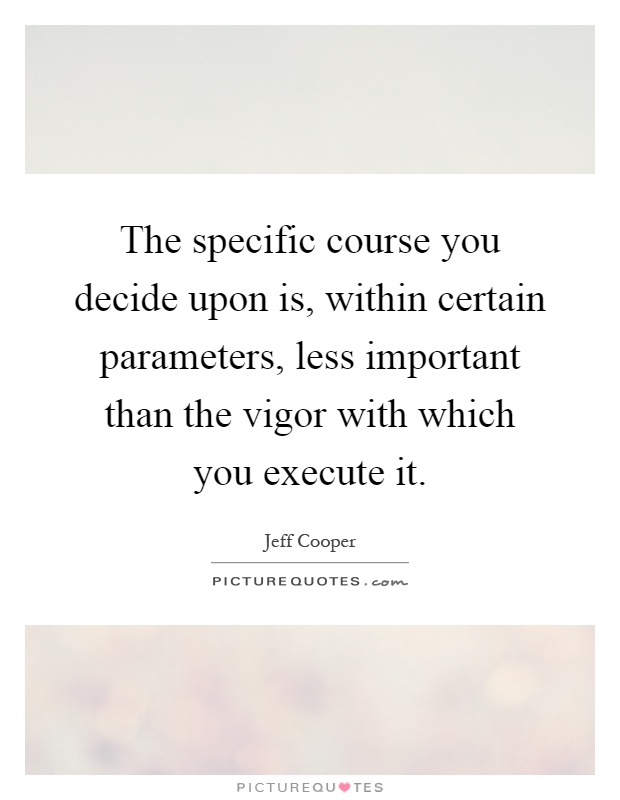 The specific course you decide upon is, within certain parameters, less important than the vigor with which you execute it Picture Quote #1