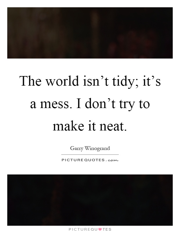 The world isn't tidy; it's a mess. I don't try to make it neat Picture Quote #1