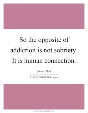 So the opposite of addiction is not sobriety. It is human connection Picture Quote #1