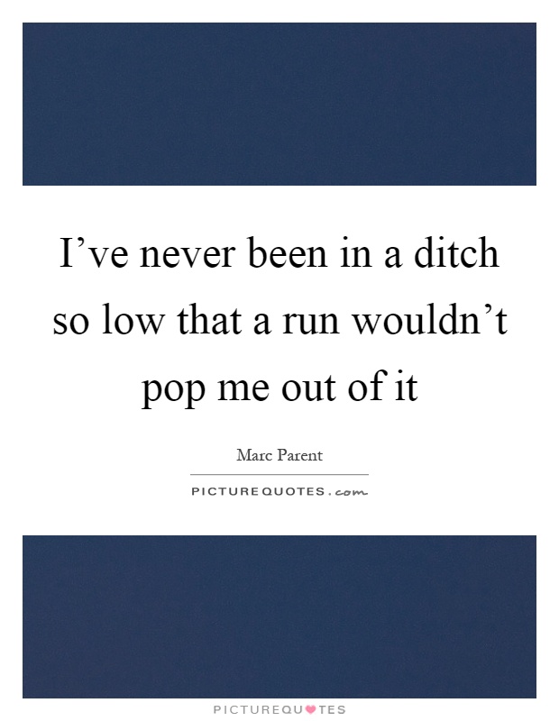 I've never been in a ditch so low that a run wouldn't pop me out of it Picture Quote #1