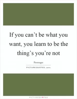 If you can’t be what you want, you learn to be the thing’s you’re not Picture Quote #1