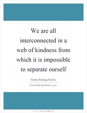 We are all interconnected in a web of kindness from which it is impossible to separate ourself Picture Quote #1