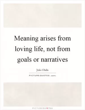 Meaning arises from loving life, not from goals or narratives Picture Quote #1