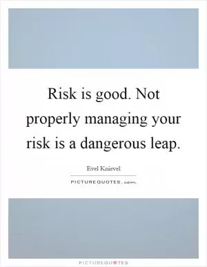 Risk is good. Not properly managing your risk is a dangerous leap Picture Quote #1