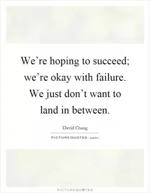 We’re hoping to succeed; we’re okay with failure. We just don’t want to land in between Picture Quote #1