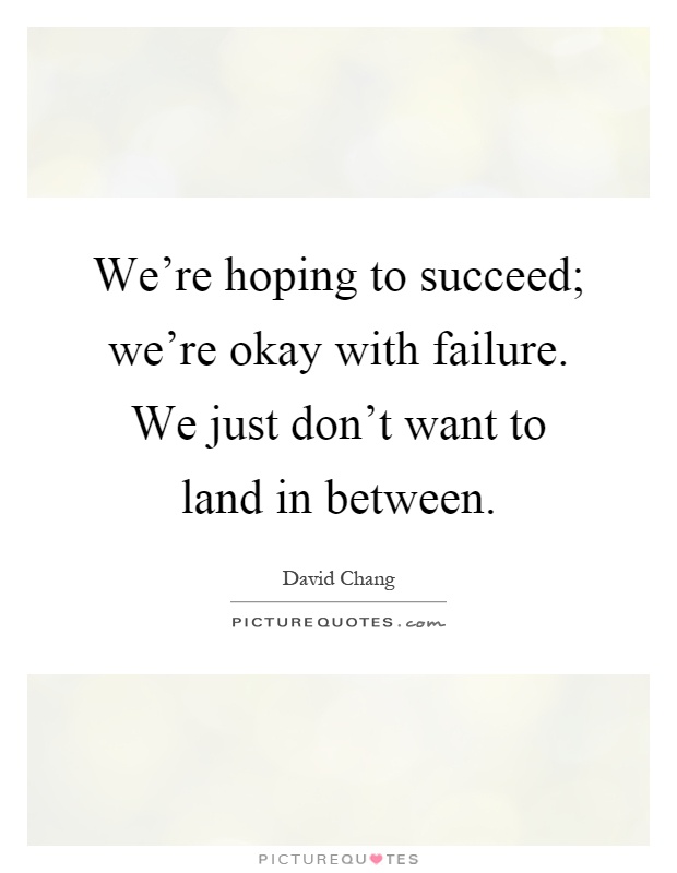 We're hoping to succeed; we're okay with failure. We just don't want to land in between Picture Quote #1