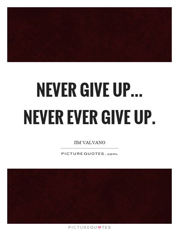 Never give up... never ever give up Picture Quote #1