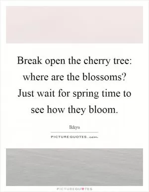 Break open the cherry tree: where are the blossoms? Just wait for spring time to see how they bloom Picture Quote #1
