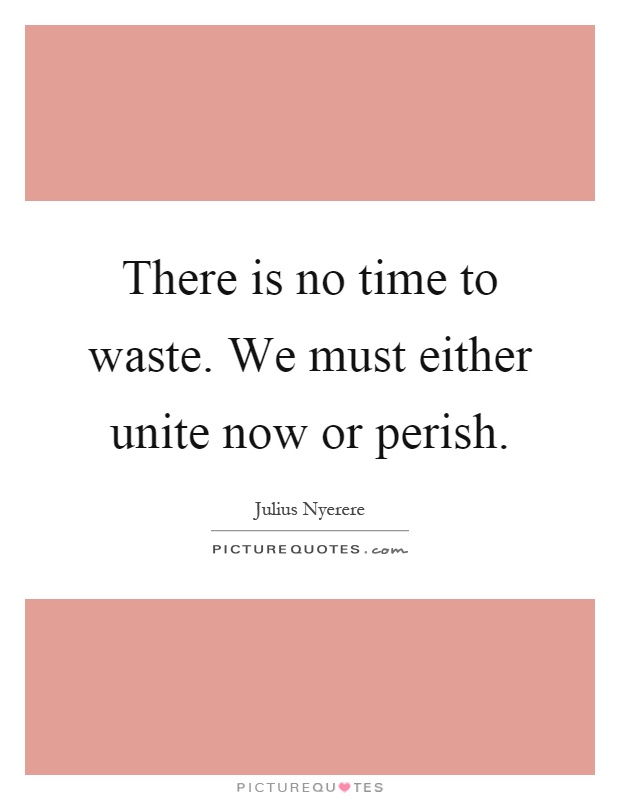 There is no time to waste. We must either unite now or perish Picture Quote #1