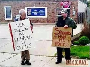 Gun sellers are accomplices of crimes. Spoons made me fat Picture Quote #1