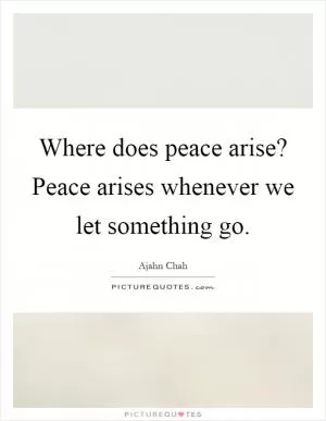 Where does peace arise? Peace arises whenever we let something go Picture Quote #1