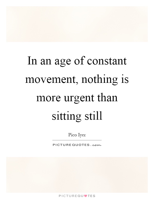 In an age of constant movement, nothing is more urgent than sitting still Picture Quote #1