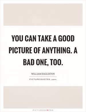 You can take a good picture of anything. A bad one, too Picture Quote #1